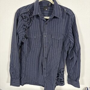 J. Ferrar Shirt Men 16-16 1/2 Blue‎ Button Up Collared L/S Cotton Modern Fit G1